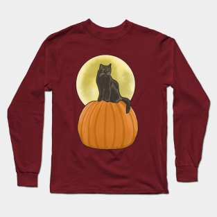 Black Cat on a Pumpkin Long Sleeve T-Shirt